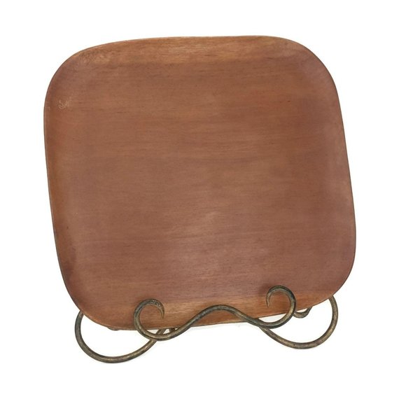 Wood Serving Tray, Teak Wooden Plate for Candle